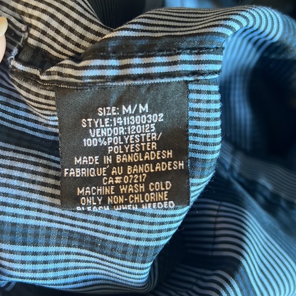 2/$14 💀 | Warehouse One | Button Down Shirt | Med | Blue/Black Vertical Stripes - Picture 4 of 5